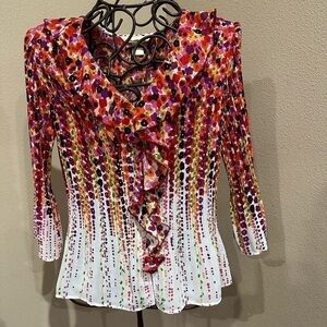 Women’s vibrant printed blouse, size L